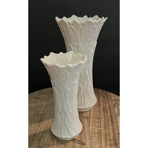 Vtg 8.5" & 6.25" Lenox Vases Acanthus Leaves Woodland Collection of Lot 2 USA - Picture 5 of 7